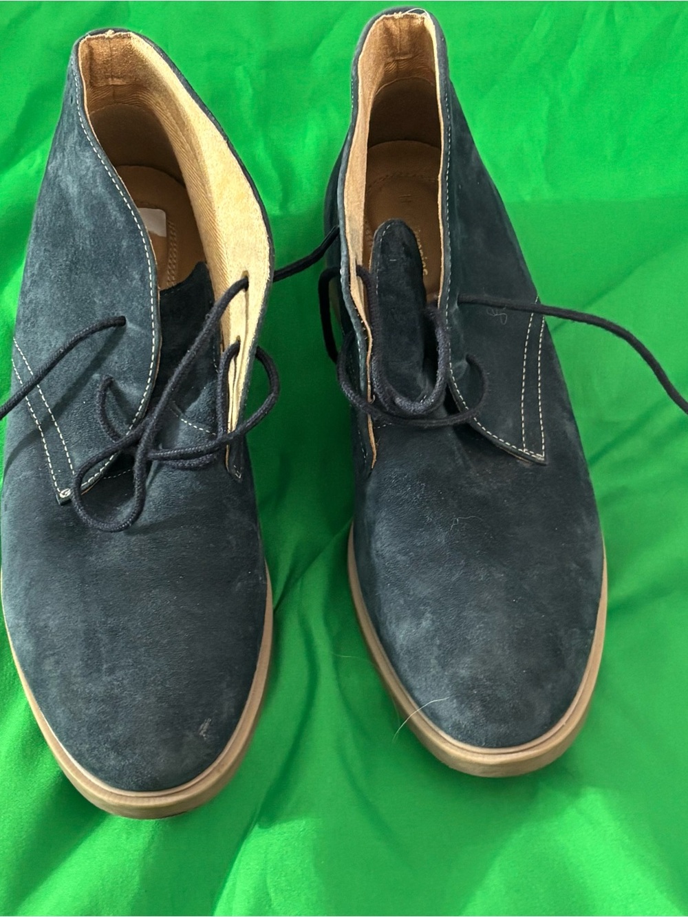 Hush Puppies Men's Chukka Boots in Dark Blue Suede with Tan Sole
